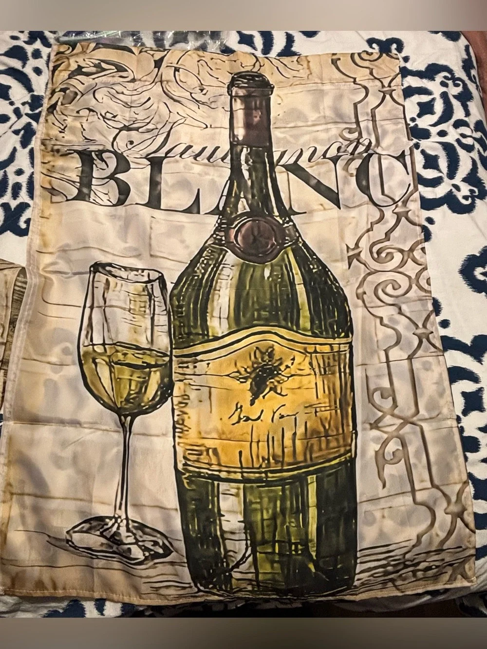 Wine Bottle & Grapes Print Kitchen Map & Curtains